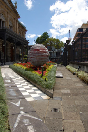 Sphere & view of gardens at the National Theatre, Costa Rica 2006.